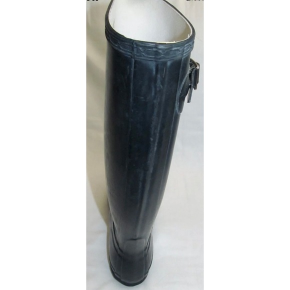 Hunter Black Matte Rubber Tall Rain Boots Rainboots Womens Size 8 Mens Size 7 - Picture 4 of 10